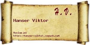 Hanser Viktor névjegykártya
